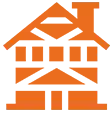 Logo orange stylisé de maison pour polo-maçonnerie à auch