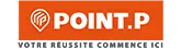 Logo POINT.P partenaire de polo-maçonnerie à Auch sur fond orange professionnel