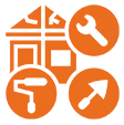 Motif orange pixélisé moderne pour rénovation chez polo-maçonnerie à Auch